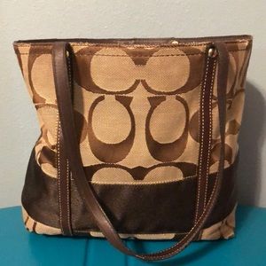 Brown Coach Canvas Shoulder Bag